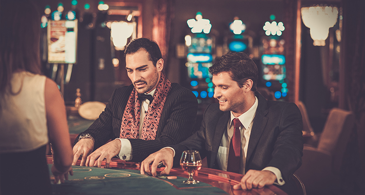 Guys playing blackjack with London casino hire